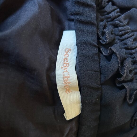 See by Chloé Off-Shoulder Ruffle Top Navy Size s - Picture 3 of 3